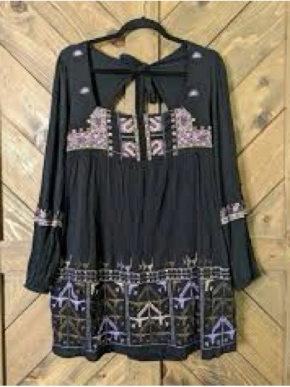 Free People Black Embroidered Backless Mini Dress - Picture 6 of 9